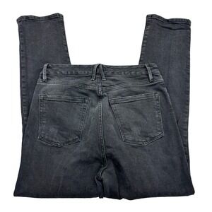 Good American Waist High Rise Skinny Jeans Womens 8/29 Black Stretch Distressed